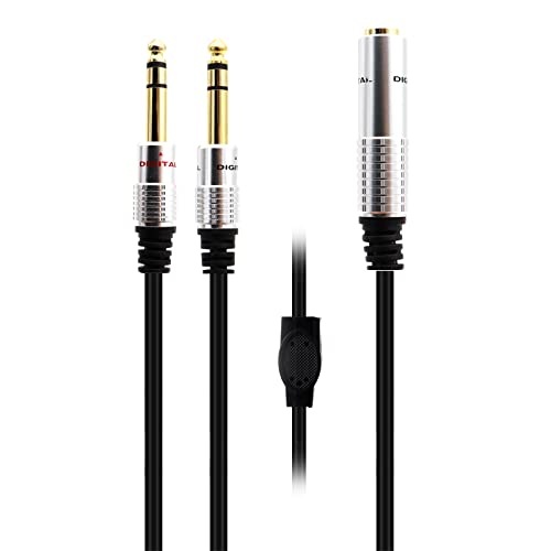 AWADUO Cord Позлатени Y-Образен кабел-сплитер, Професионален Гума Линеен кабел 6,35 мм от 1/4 щепсела до 2x6,35 мм Штекерных Кабели OD 5.5 да Аудиооборудования, микрофон, миксер (bl