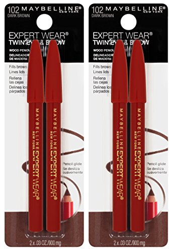 Грим Maybelline New York Expert Носете Twin Brow & Eye Pencils, Тъмно-кафяв, , 2 парчета (опаковка от 2 броя)