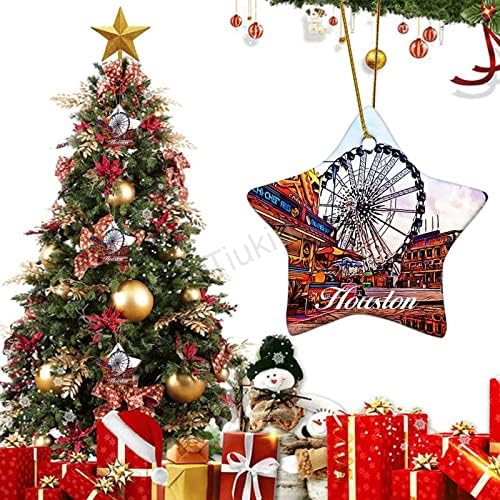 3-Инчов Градски пейзаж Хюстън-Цитат на Декорация на Коледна Украса за Деца, Момчета, Момичета Висящи Украси за Коледната