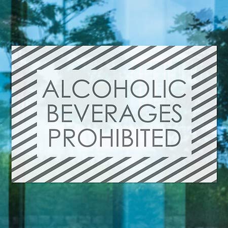 CGSignLab |Стикер на прозореца Алкохолни напитки са забранени - Бели ленти | 30 x20