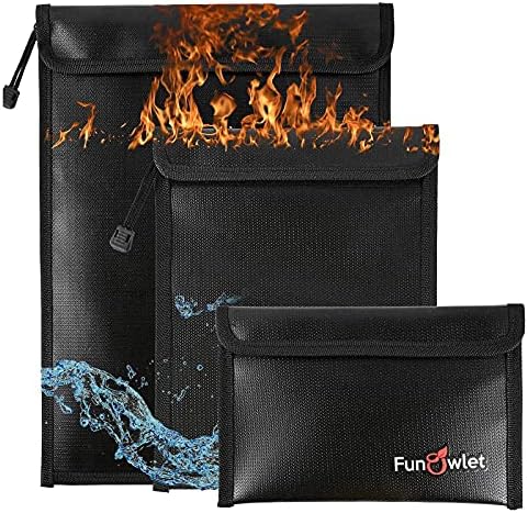 Пожароустойчива Водоустойчива чанта за документи с пари - 6 опаковки Безопасни изключително модерни чанти с цип, пожароустойчиви