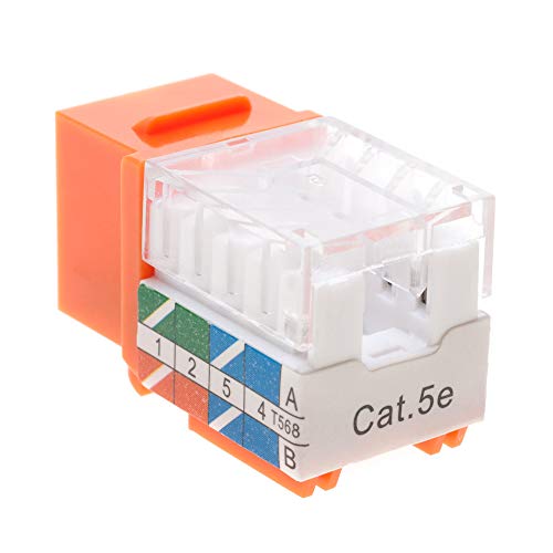 Cat5e Ethernet RJ-45 Keystone Jack Cat5 Сила мрежа от 45 градуса Оранжев цвят Опаковка от 50
