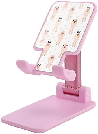 Сладка Розова Поставка за мобилен телефон с принтом Пудел в девичьем стил, Съвместима с планшетами iPhone Switch, Сгъваема Регулируема