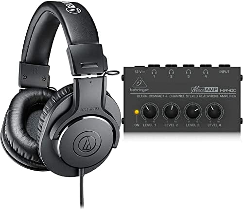 Audio-Technica ATH-M20X Професионални Студийни Мониторные Слушалки Черен на цвят, с ультракомпактным 4-канальным