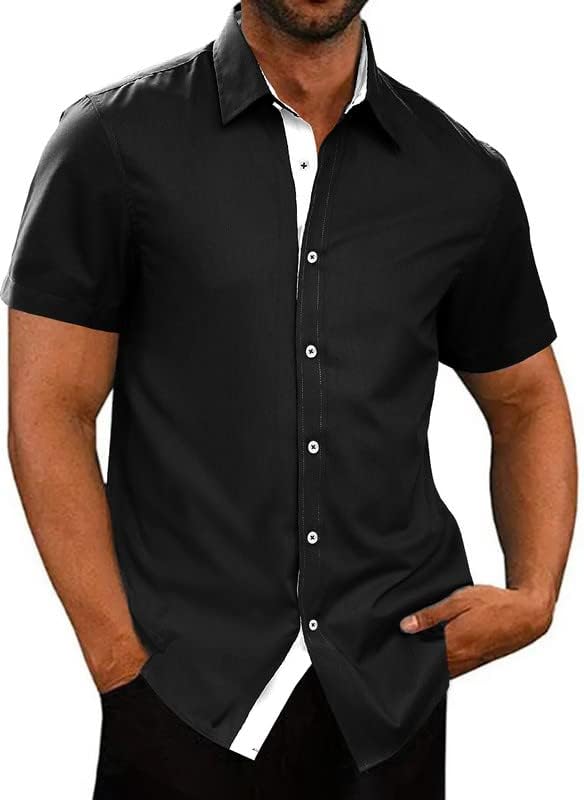 Мъжки Ежедневни Ризи с копчета JMIERR, Бизнес Риза Без бръчки С Къс ръкав