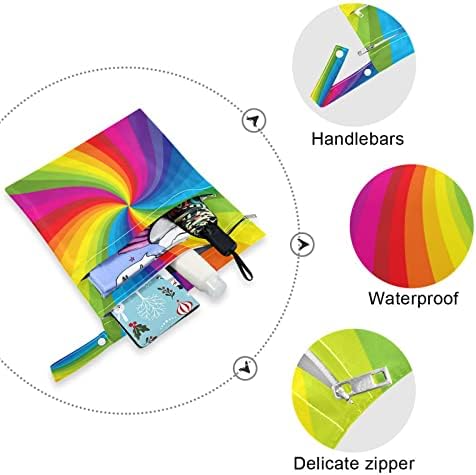 Kigai Rainbow Водоустойчив Влажна, Суха Чанта за Еднократна употреба с Дръжка за Пътуване, Плаж, Басейн, Памперси,