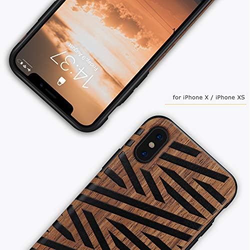 Tasikar е Съвместим с калъф iPhone Xs / iPhone X Case Лек захващане Тънък калъф с дизайн от дърво На допир Натурален