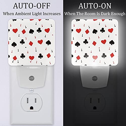 LORVIES Карти за покер, Plug led нощна светлина с Автоматичен Сензор от Здрач до Зори, Декоративна Нощна лампа за
