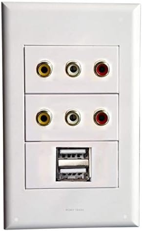 Стенни панела с USB-зарядно устройство 2X3RCA + 2.1 A Keystone Модулна аудио жак Конектори, Изход Бели Декоративни
