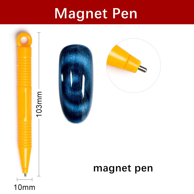 Комплект инструменти с магнити за нокти, 6 бр., с една глава, с две глави, с Цветен Дизайн, Магнит за лак за нокти, Дръжка