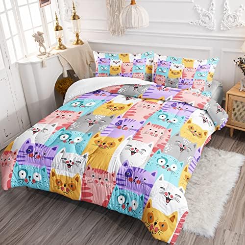 BailiPromise Сладък Комплект одеяла с котки за Момичета, Подаръци за любителите на котки, Спално бельо за