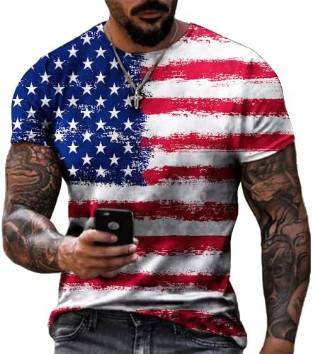 Мъжки t-shirt Премиум-клас с къс ръкав Патриотични американски дизайн с Орел и Флага