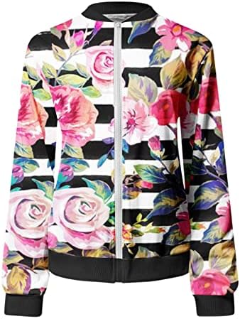 Памучни Дамско Палто С Цветен Модел, Мягчайшая Блуза с дълъг ръкав с цип, През Отвор, Удобен за Есен Клуб Стилно Палто, Комфортни
