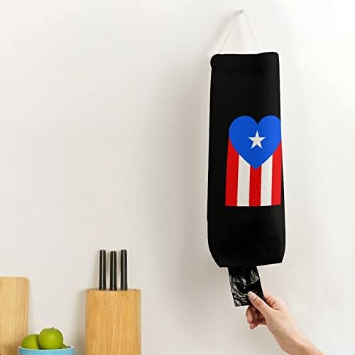 Продуктова Чанта с Флага Пуерто Рико във формата На Сърце, Миещи Организаторите-Опаковки, С Висящи Линия За