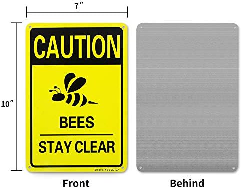 2 Опаковане на знак Внимание, пчелите, стой далеч, Алуминиева Отразяваща знак на 10 x 7 .04 Алуминий, без ръжда, Защитен