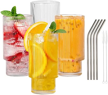 Чаши за коктейли, Чаши за пиене в цветенце - Ретро комплект съдове за готвене от 6 теми с Соломинкой - Романтични Штабелируемые