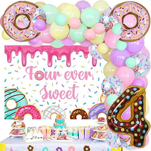 Украса за парти в чест на 1-ви Рожден Ден на момичетата с пончиками - Комплект за Гирлянди от балони Macaron