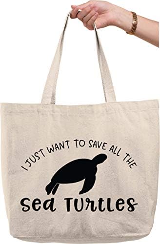 Аз просто искам да спаси всички морски костенурки силует на любовта океана Натурална Холщовая чанта-тоут забавен подарък