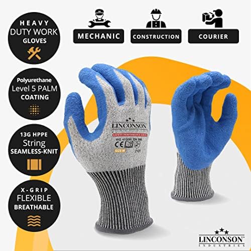 LINCONSON 3 Опаковки на Латексови работни ръкавици със защита от порязване 5-то ниво на Серия Safety Performance За строителната