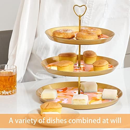 3-Ярусная Поставка за Кифли, Пластмасови Десертни Чинии с Оранжеви Модел Kawaii koi Carps, Сервировочная Поставка за чаени