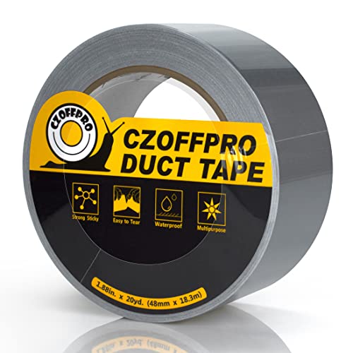 CZoffpro Duct Tape Heavy Duty - Сверхпрочная тиксо сив цвят с водоустойчива основа, разкъсани лесно ръчно, 1,88 инча х
