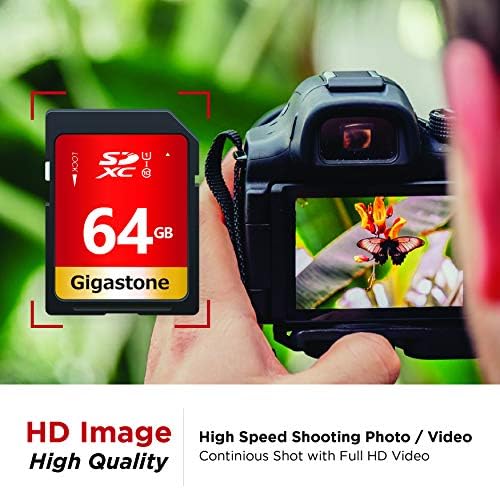 Gigastone 64 GB 2 Пакета SD-карта UHS-I U1 Class 10 SDXC Карта с Памет Висока скорост на Видео във формат