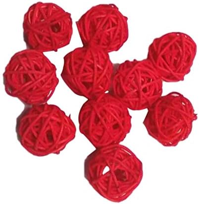 Weiping - 10 броя Разноцветни топки от естествен плетеного ратан 3 см, топки от клончета, Украса със собствените си ръце,