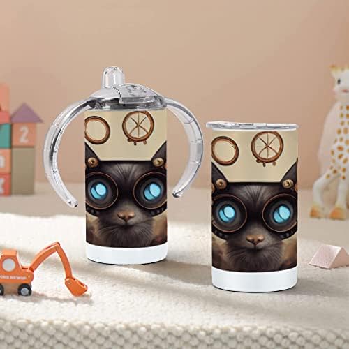 Котка с Очила Sippy Cup - Steampunk Котка Baby Sippy Cup - Sippy-Чаша С принтом