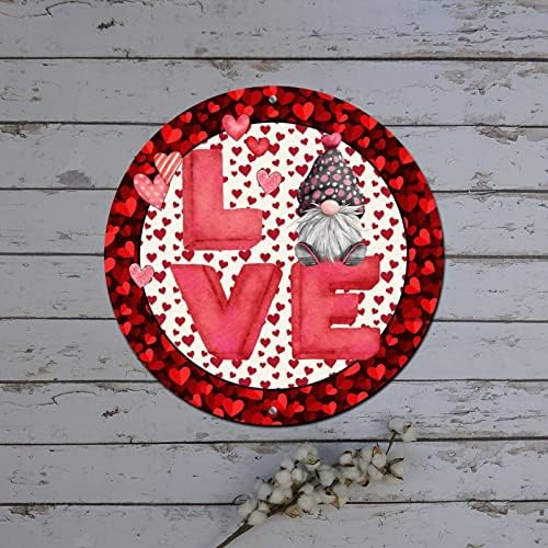 Кръгъл Метален Венец на Свети Валентин Знаци на Любовта Червено Сърце Сладък Гном Лидице Знак Сватбен Висящия
