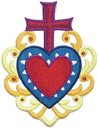 Обичай уникални Изцеление на сърцето Milagro [Сърцето, Кръста Milagro], бродирани желязо нашивке [4,86 6,41] [Произведено