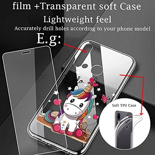 AQGG Филм от закалено стъкло + калъф за TCL L5 5033E [5,00 ], защитно фолио за екрана твърдост 9H и мек силиконов калъф-броня под формата на прозрачни защитни калъфи от TPU -Joy Hippopot