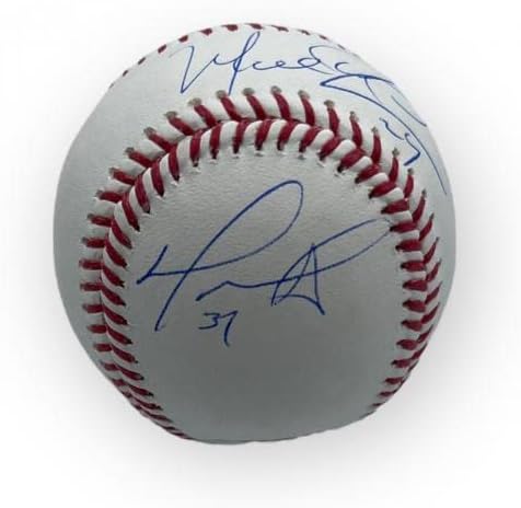 Дейвид Ортиз, Педро Мартинес и Мани Рамирес подписа Автографи OMLB Baseball JSA - Бейзболни топки с автографи