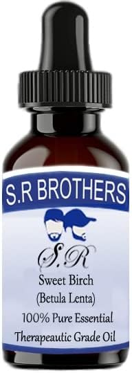 S. R Brothers Етерично масло от Сладка бреза (Betula Lenta) Чист и натурален Терапевтичен клас с Капкомер 50 мл