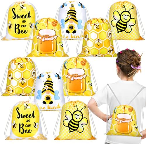 Woanger, 15 бр., чанти за парти с участието на медоносной пчелите, чанти дантела прозорци в пчелния теми, раница