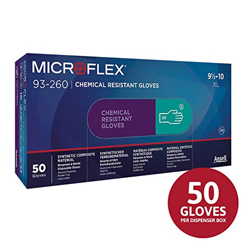 Ръкавици от нитрил и неопрен Microflex 93-260 - за Еднократна употреба, Химически устойчиви, Среден размер (опаковка