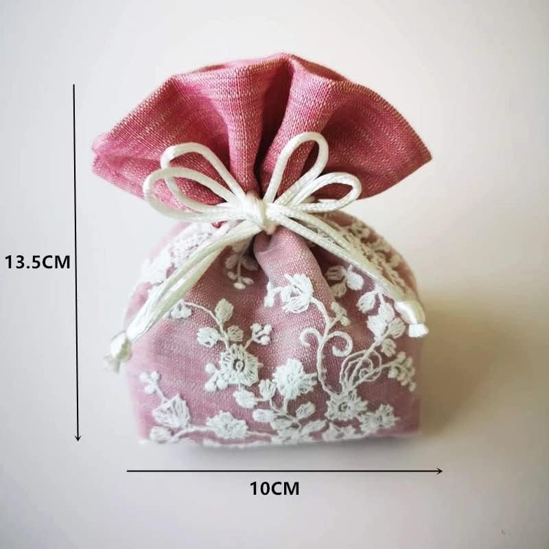 MJWDP 10 бр. Опаковка Подаръчни Торбички Текстилен Подаръчен пакет с Дебела Шнурком Бонбони Хапчета за Сватбени Крафтовых