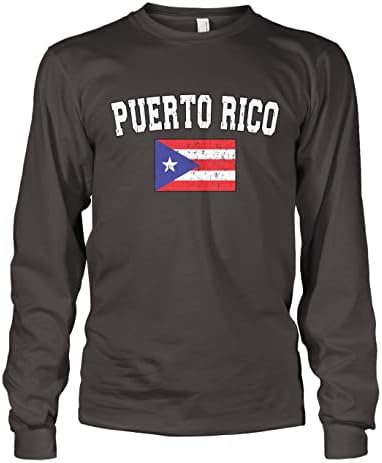 Мъжки Выцветшая Тениска с дълъг ръкав и Потертым Флага Пуерто Рико