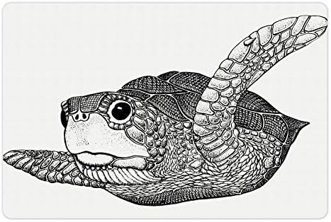 Foldout Морски Подложка за домашни за храна и вода, Морска Костенурка, Екзотично Морско Създание, Илюстрация на Океана