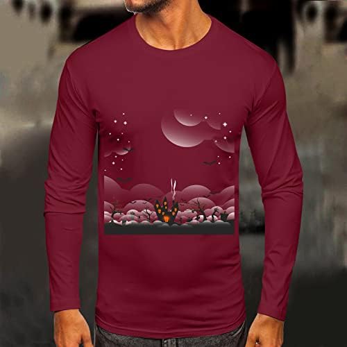 Мъжки тениски ZDDO на Хелоуин, Ежедневни празнична Риза с Дълъг ръкав и принтом haunted house е Забавна Графика Тениска