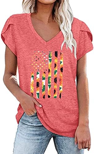 Къс ръкав 2023 Vneck Памук Графичен Цветен Ежедневни Тениска за Жени Блуза, Лято Есен За Момичета UO UO