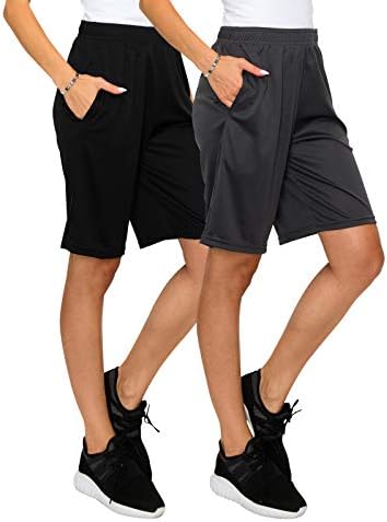 EttelLut - Женски Свободни панталони с дължина до коляното със странични джобове и завязками - Отлични за тренировки във фитнеса,