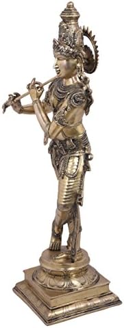 БХАРАТ ХААТ Благоприятен идол на бог Кришна Малко декоративно изделие-Ръчно изработени от Месинг от BH05537
