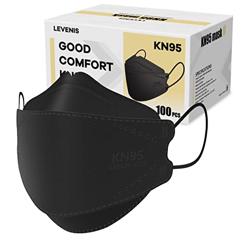 Маски за лице LEVENIS KN95, 100 Опаковки, Дишаща Удобна Маска за Еднократна употреба KN95, Черна