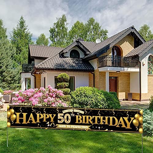 Голям Банер с 40-ти рожден ден - Черно златна Панделка от балони, Знак с 40-ти Рожден ден, Лимитирана серия Бижута