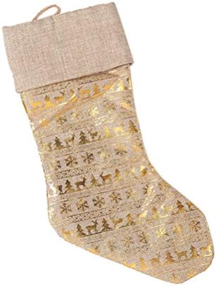 ABOOFAN 1 бр. Коледен Чорап Висулка Коледен Отглеждане Подарък Пакет Вечерни Бонбони Чанта Чорап (Златен)