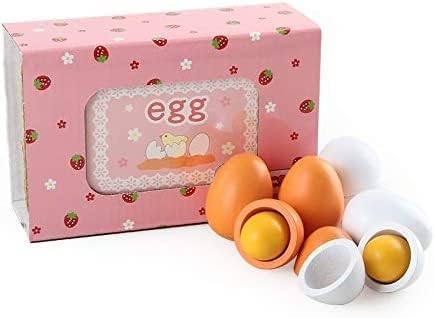 OONOOK 6 Броя Дървени Яйца за игри, Реалистична Играчка-Яйце, Дървени Великденски Яйца, Които се Отварят, се Нарязват