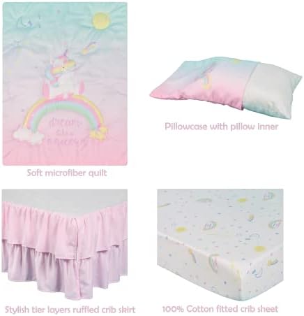 La Premura Комплект Спално бельо за детска стая легла с Единорогом за момичета – Комплект Спално бельо за бебета