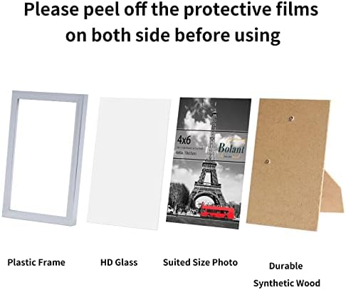 рамки за снимки 4x6 (12 бр., сребристи) Съвременен професионален набор от рамка от закалено стъкло, за да се покаже снимки