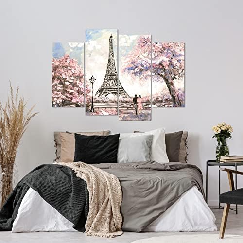 Визуален Художествен Декор на Розови Парижките Снимки на Декора на Стените Айфеловата Кула Розов Пейзаж Декор на Стените
