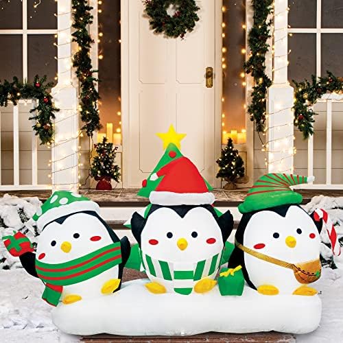 Joiedomi Коледа Надувное Украса във формата на Пингвин е с Дължина 8 метра, на Надувное Украса за Двора, Осветени Три Пълни Пингвин с Коледна Елха за Коледното парти на О
